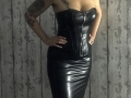 Black leather look corset and skirt