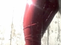 27/11/2018- Black latex  leggings with red thigh high boots