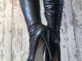 04/11/2018 - Black, thigh high, leather look platform, stelletto, zip boots