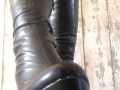 04/11/2018 - Black, thigh high, leather look platform, stelletto , zip boots